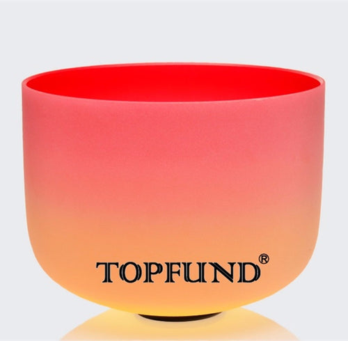TOPFUND Chakra Rainbow Colored Frosted Quartz Crystal Singing Bowl 10''