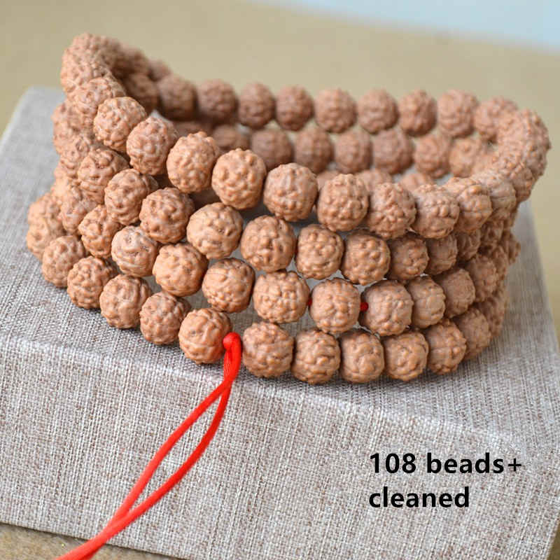 TSB0530 Real Nepal 5 Facets Rudraksha Bodhi 108 Beads Strand 6mm 7mm 8mm 9mm 10mm 11mm 12mm 13mm Good Cleaned Quality