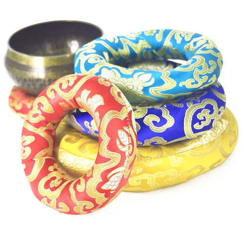 Tibetan Bowl Mat Hand-stitched Brocade Mat Singing Bowl Base Tibetan Buddhist Meditation Singing Bowl Accessory 8-22cm