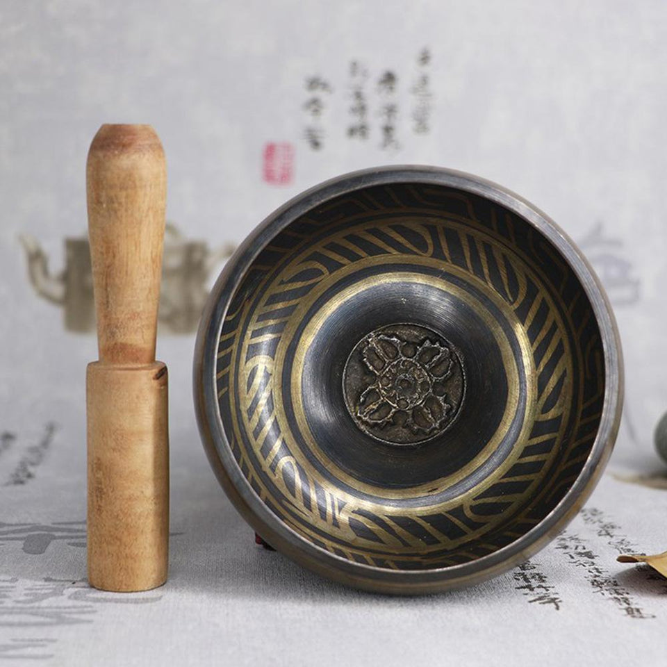 Tibetan Brass Singing Bowl Bell Meditation Tibetan Chakra Yoga Hand Bowl Buddhism Massage Meditation Percussion Instrument