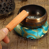 Tibetan Buddhism Singing Bowl 8cm Brass Meditation Relaxation Healing Wood Striker Set For yoga Meditation Healing 8.6x4.1cm