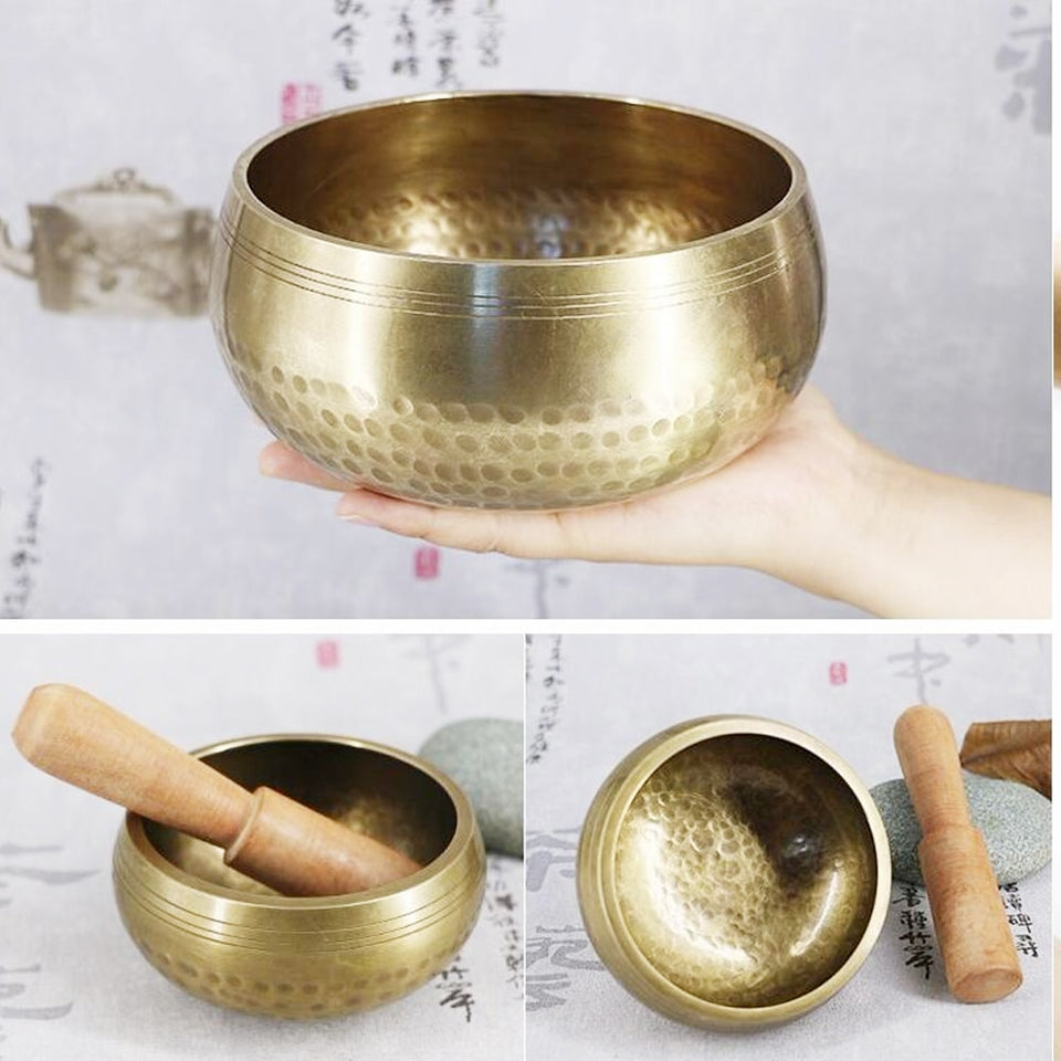 Tibetan Meditation Handmade Singing Bowl Tibetan Buddhist Brass Singing Bowl Sounds Bell For Yoga Healing Spiritual Gifts GU26