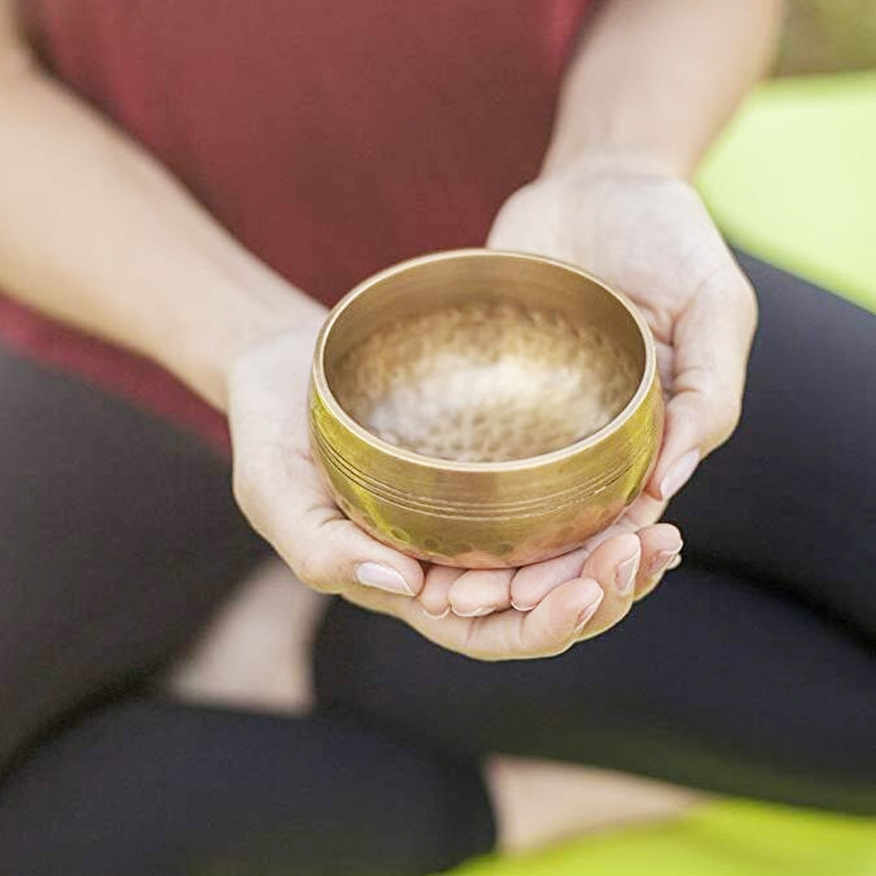 Tibetan Meditation Handmade Singing Bowl Tibetan Buddhist Brass Singing Bowl Sounds Bell For Yoga Healing Spiritual Gifts GU26