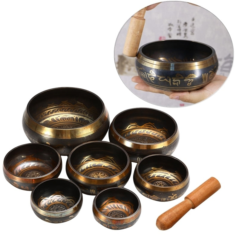 Tibetan Singing Bowl Meditation Buddhism Bell Hand Hammered Buddhist Brass Bowl Yoga Copper Chakra Healing Spiritual Gift