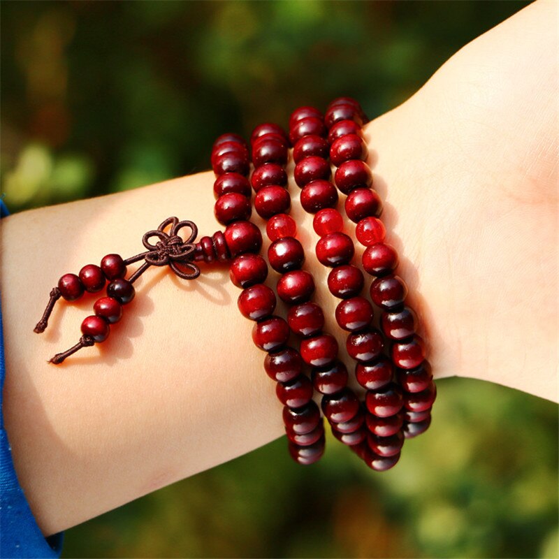 Trendy 8mm 108 Natural Wooden beads Tibetan Buddhist Meditation Bracelet For Men Women Bangles Jewelry