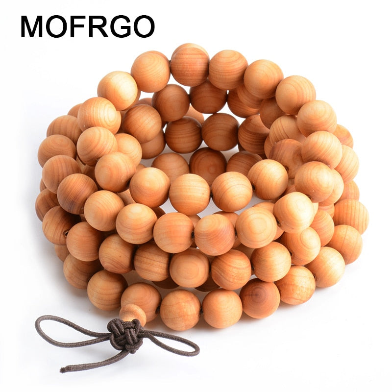 Wood Bracelet 108 Mala Yoga Necklace Buddha Charm Prayer Healing Elastic Natural Fragrance Beaded Bracelet For Women Men Gift