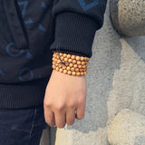 Wood Bracelet 108 Mala Yoga Necklace Buddha Charm Prayer Healing Elastic Natural Fragrance Beaded Bracelet For Women Men Gift
