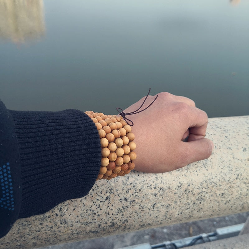 Wood Bracelet 108 Mala Yoga Necklace Buddha Charm Prayer Healing Elastic Natural Fragrance Beaded Bracelet For Women Men Gift