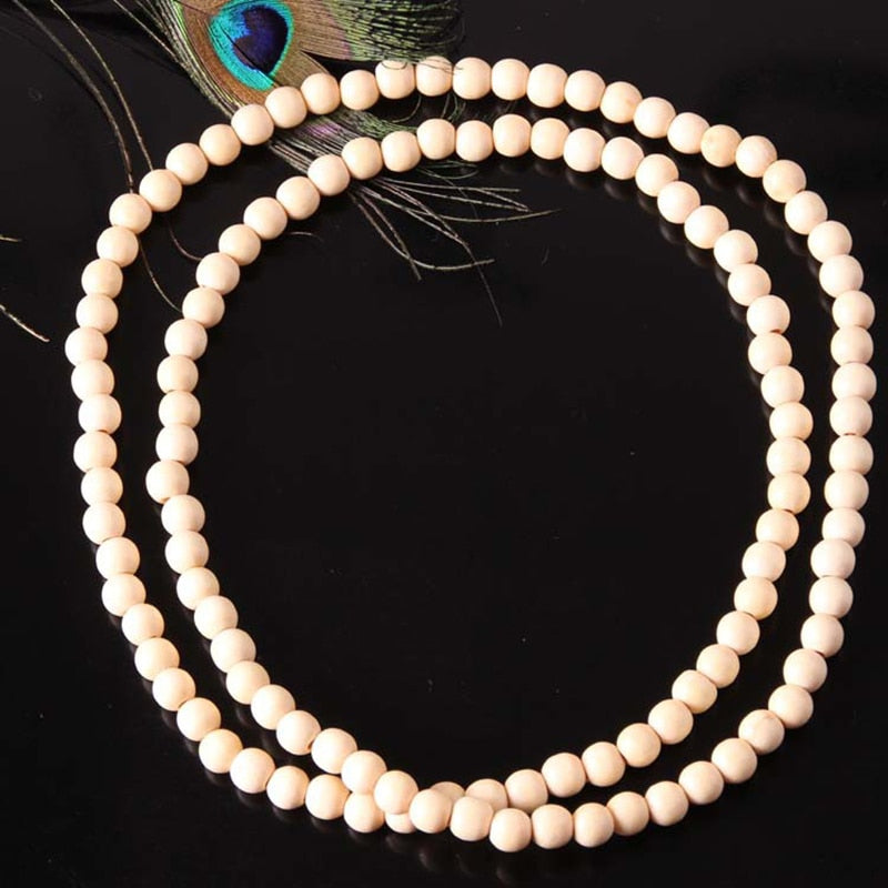 XIAOJINGLING Natural Wood Necklace Vintage Beads Necklaces Retro Jewelry For Women Men 90cm 108 Beads Sweater Chain Necklace