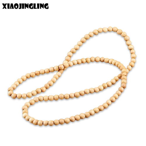 XIAOJINGLING Natural Wood Necklace Vintage Beads Necklaces Retro Jewelry For Women Men 90cm 108 Beads Sweater Chain Necklace