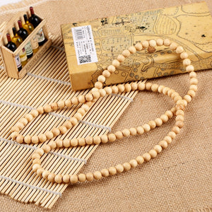 XIAOJINGLING Natural Wood Necklace Vintage Beads Necklaces Retro Jewelry For Women Men 90cm 108 Beads Sweater Chain Necklace