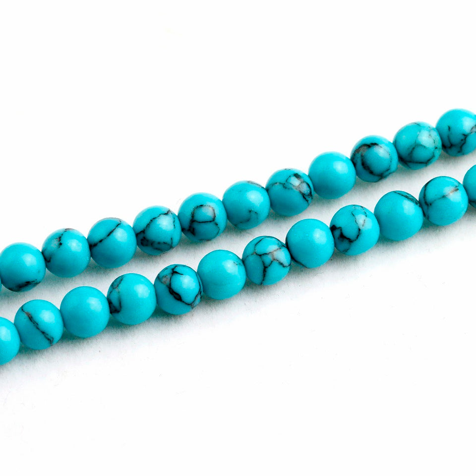 Yoga Blue Howlite Stone Men 6mm 108 Beads Strand Bracelets Lotus Buddha Mala Bracelet For Women Jewelry Gift